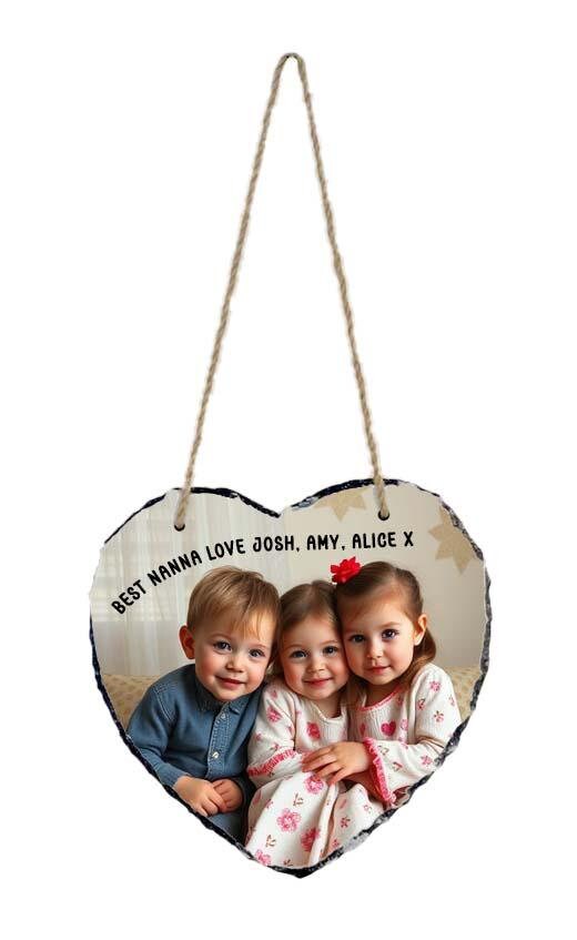 Personalised Photo Slate Heart : Custom Heart Rock Plaque, Desk or Hanging Gift | large - Image 8