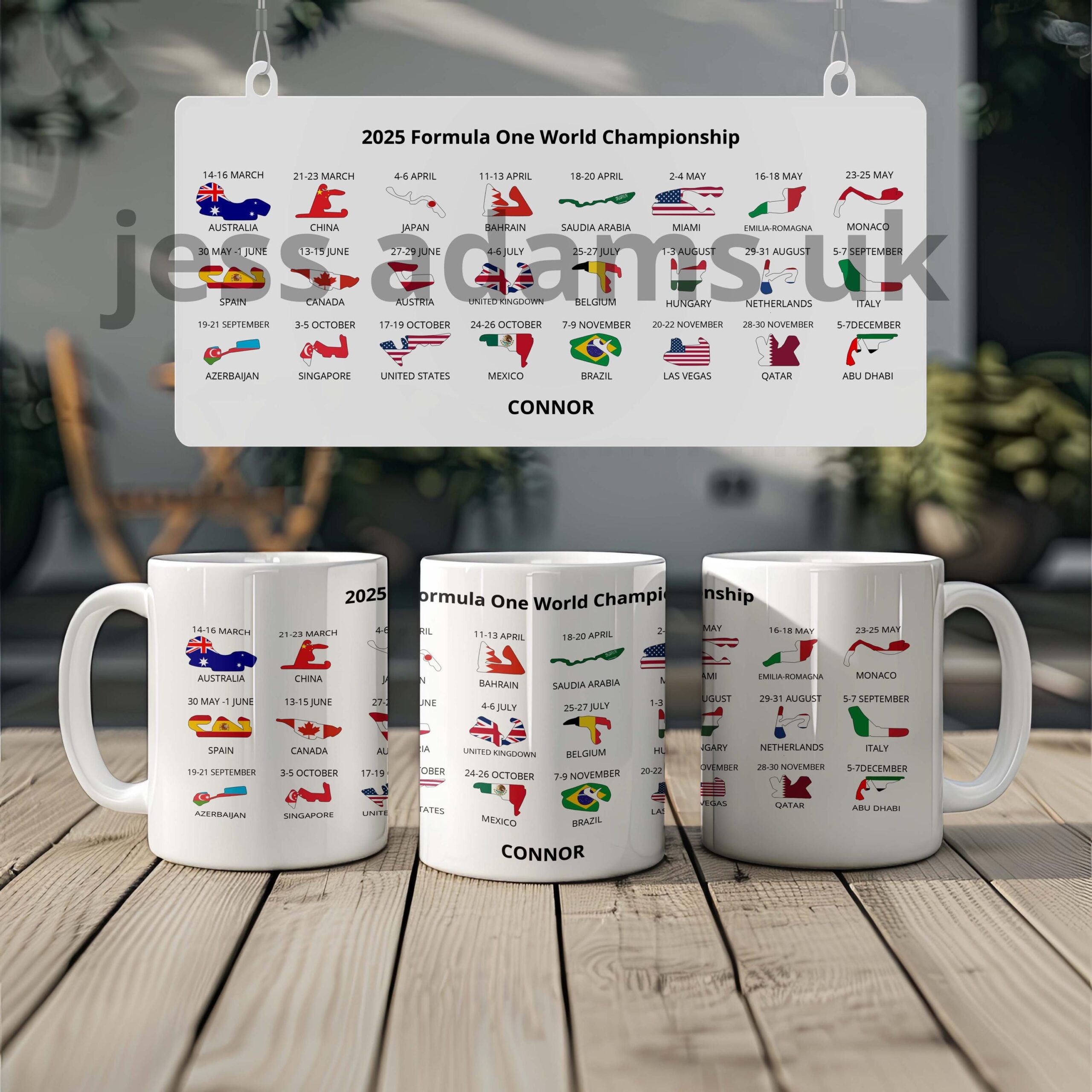 Personalised Motorsport Mug & Coaster – 2026 Racing Circuits Calendar - Image 2