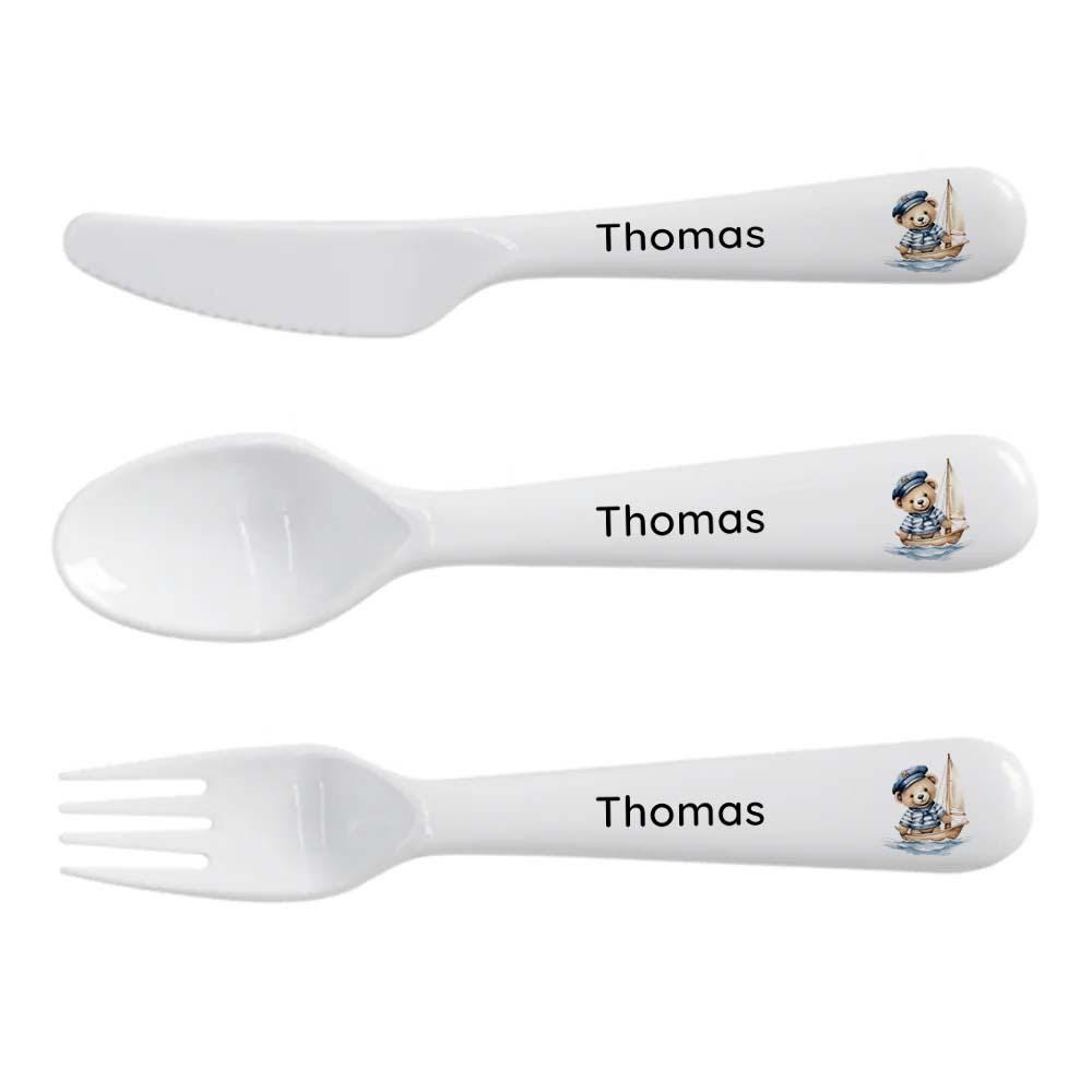 Personalised Kids Dinner Set – Personalised Nautical Plate Bowl Cup & Cutlery - Image 5