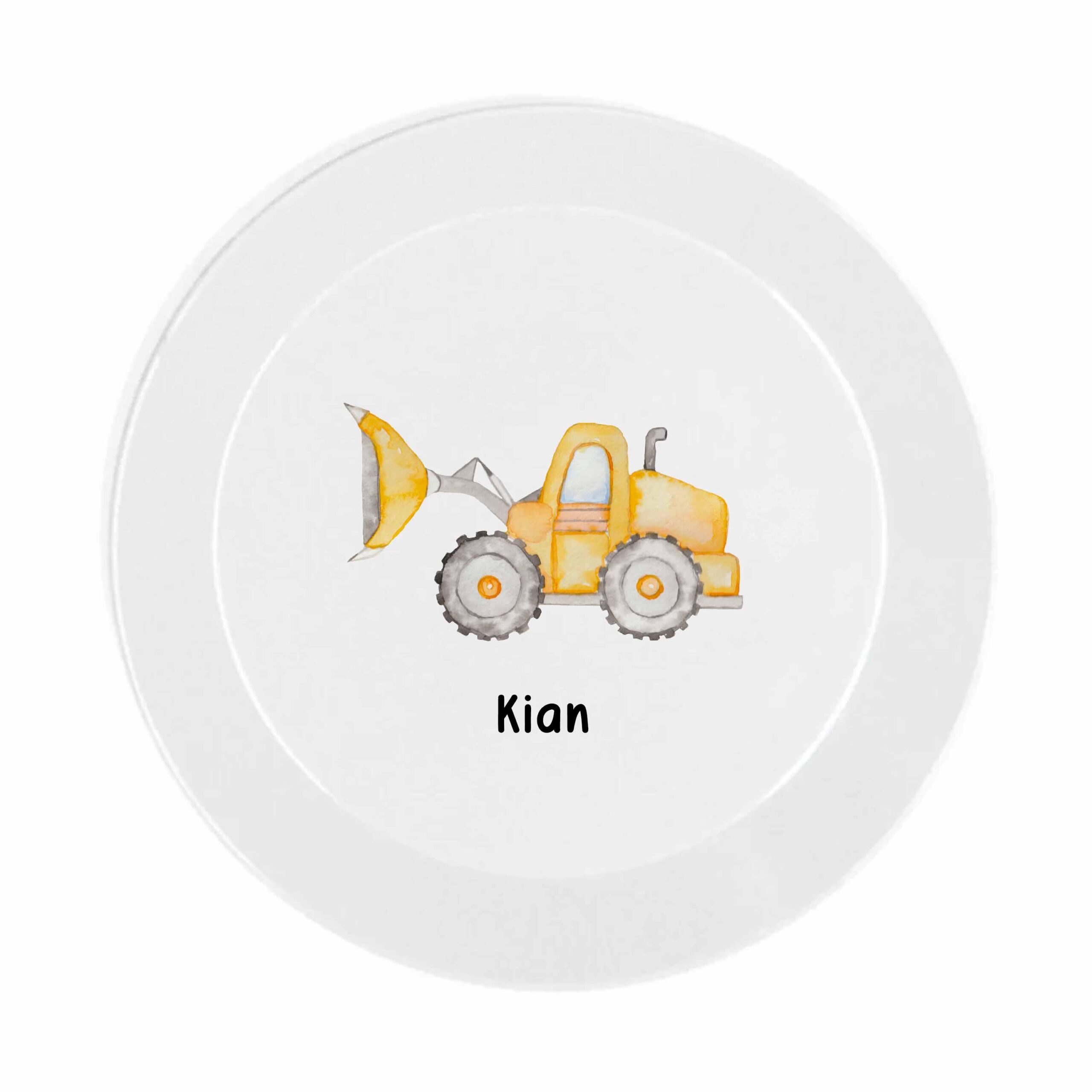 Personalised Construction Digger Plate Set – Kids Initial Dinnerware – Custom Name Children’s Meal Set - Image 5