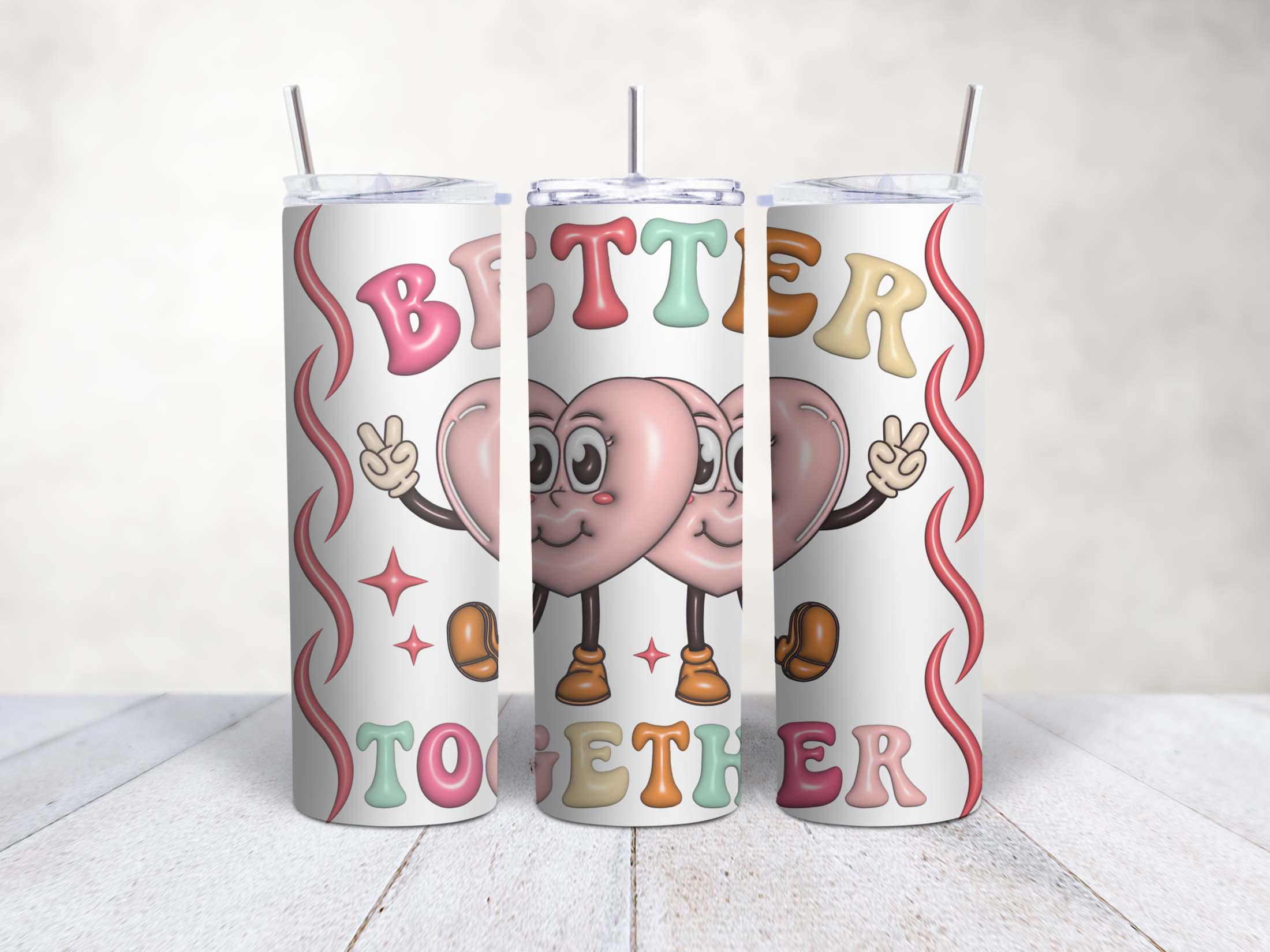 20oz skinny tumbler steel inflated text 20oz glossy tumbler inflated tumbler lock lid metal straw brush & gift box - Image 4