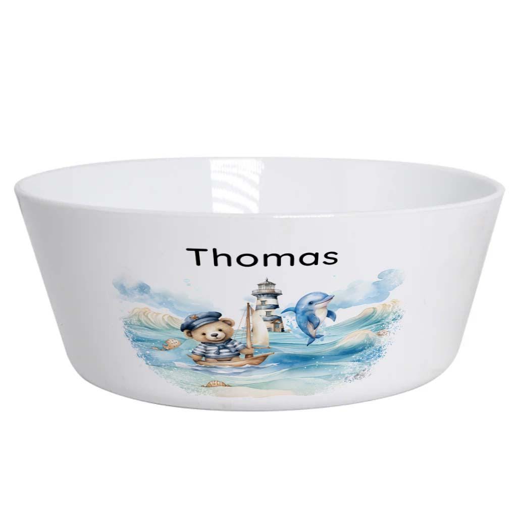 Personalised Kids Dinner Set – Personalised Nautical Plate Bowl Cup & Cutlery - Image 3