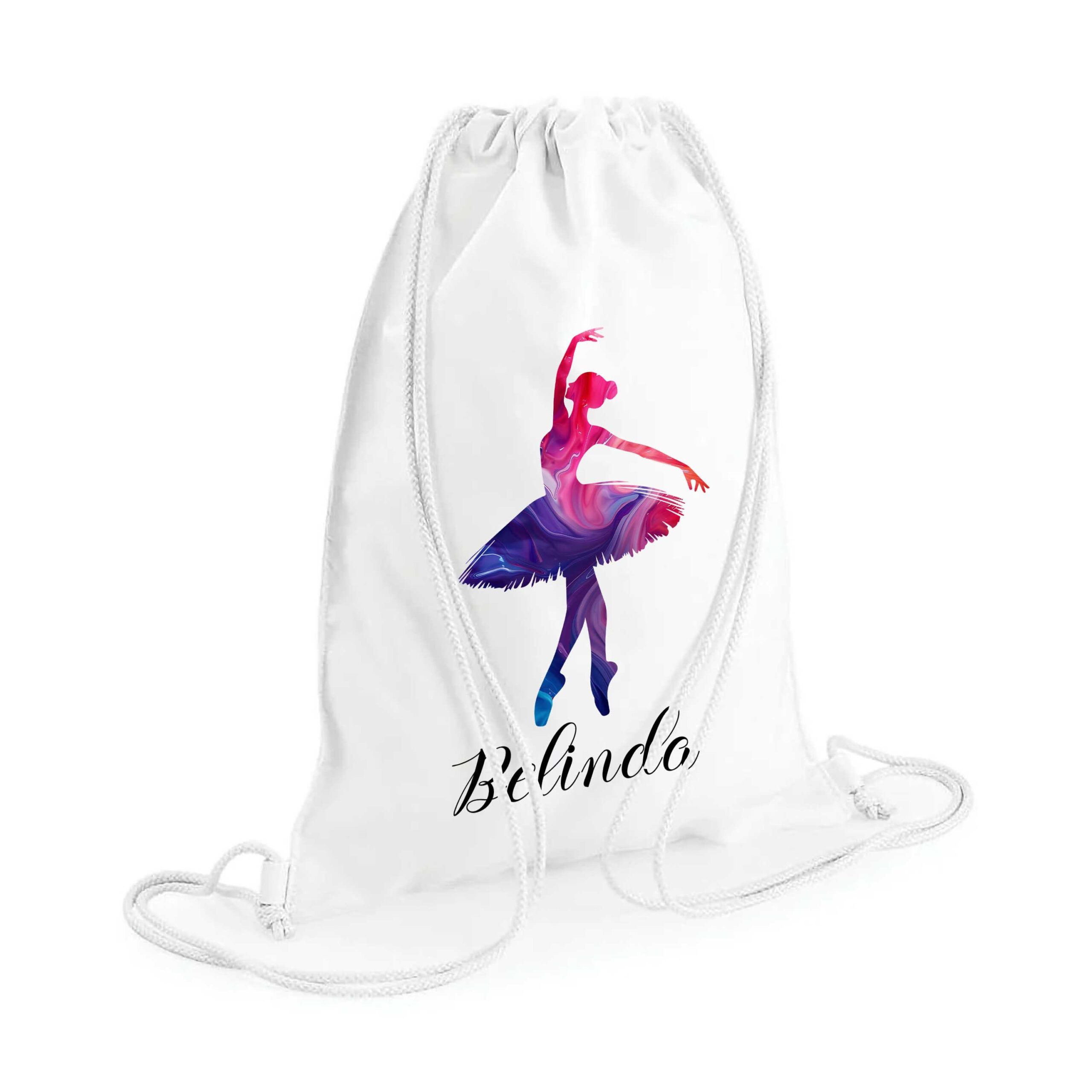 Personalised Ballerina Drawstring Bag | Girls’ Dance Gym Bag | Ballet Gift for Dancers | Custom Name Dance Bag - Image 2