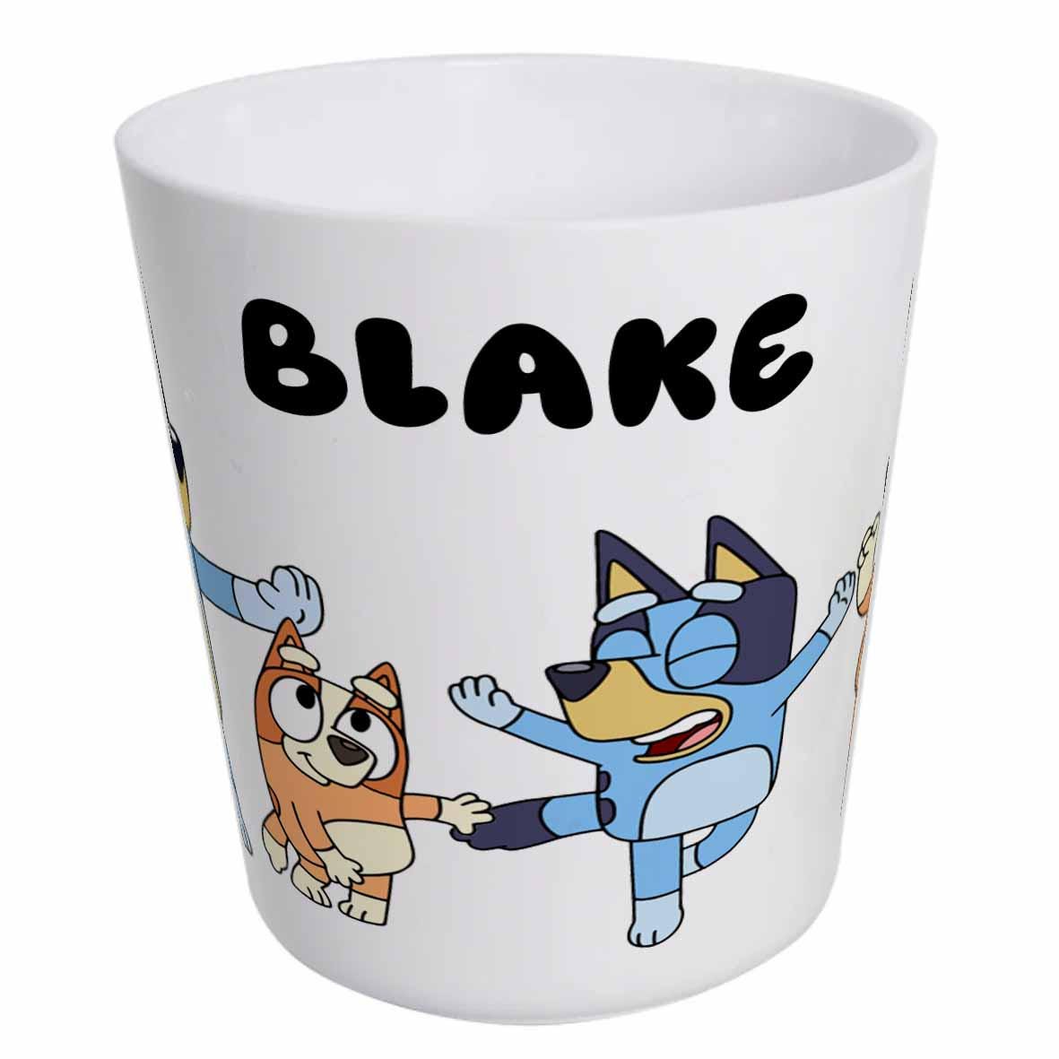 Personalised Kids Dinnerware Set | Blue dog Plate Bowl Cup and Cutlery | Custom Name Children’s Tableware Gift - Image 3