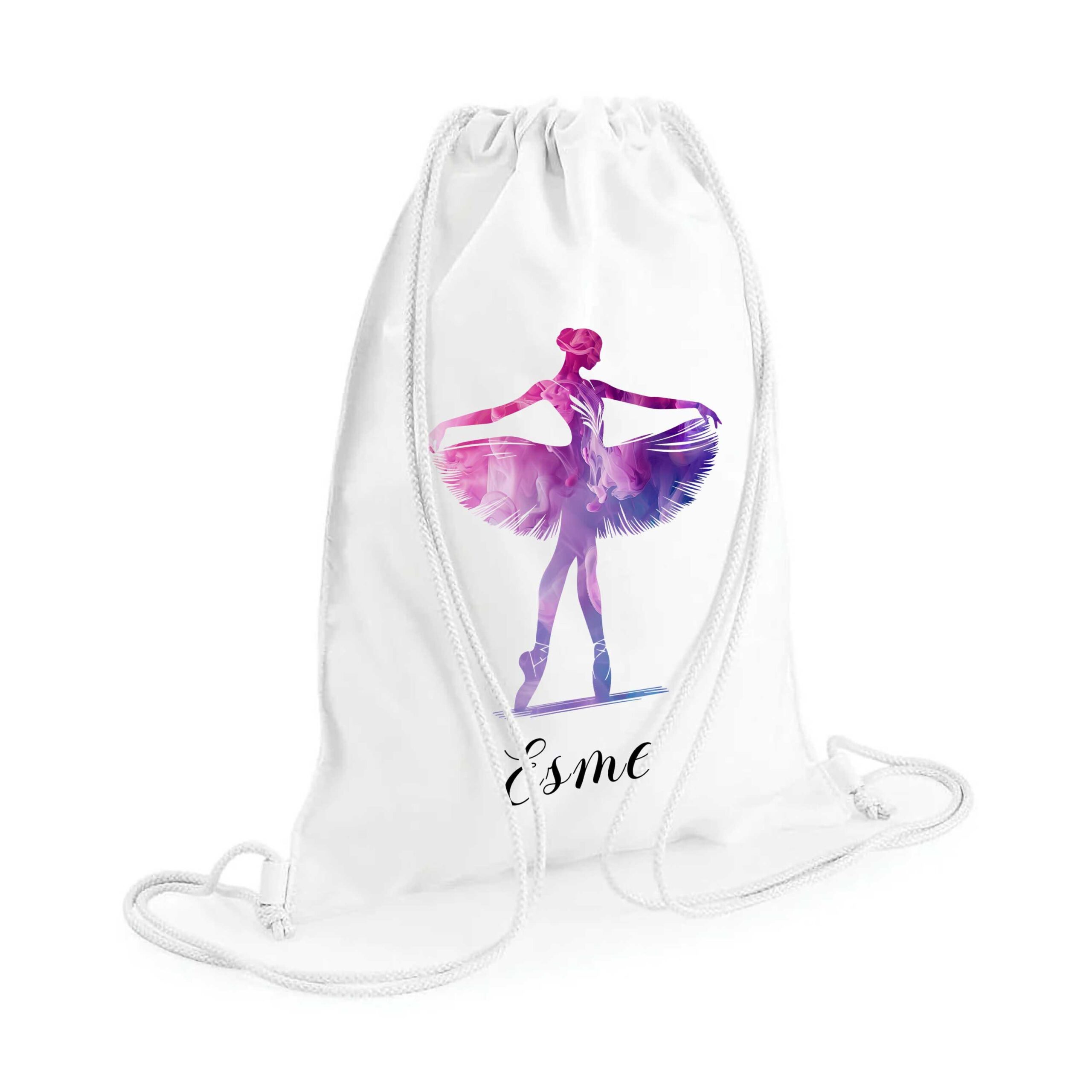 Personalised Ballerina Drawstring Bag | Girls’ Dance Gym Bag | Ballet Gift for Dancers | Custom Name Dance Bag - Image 4