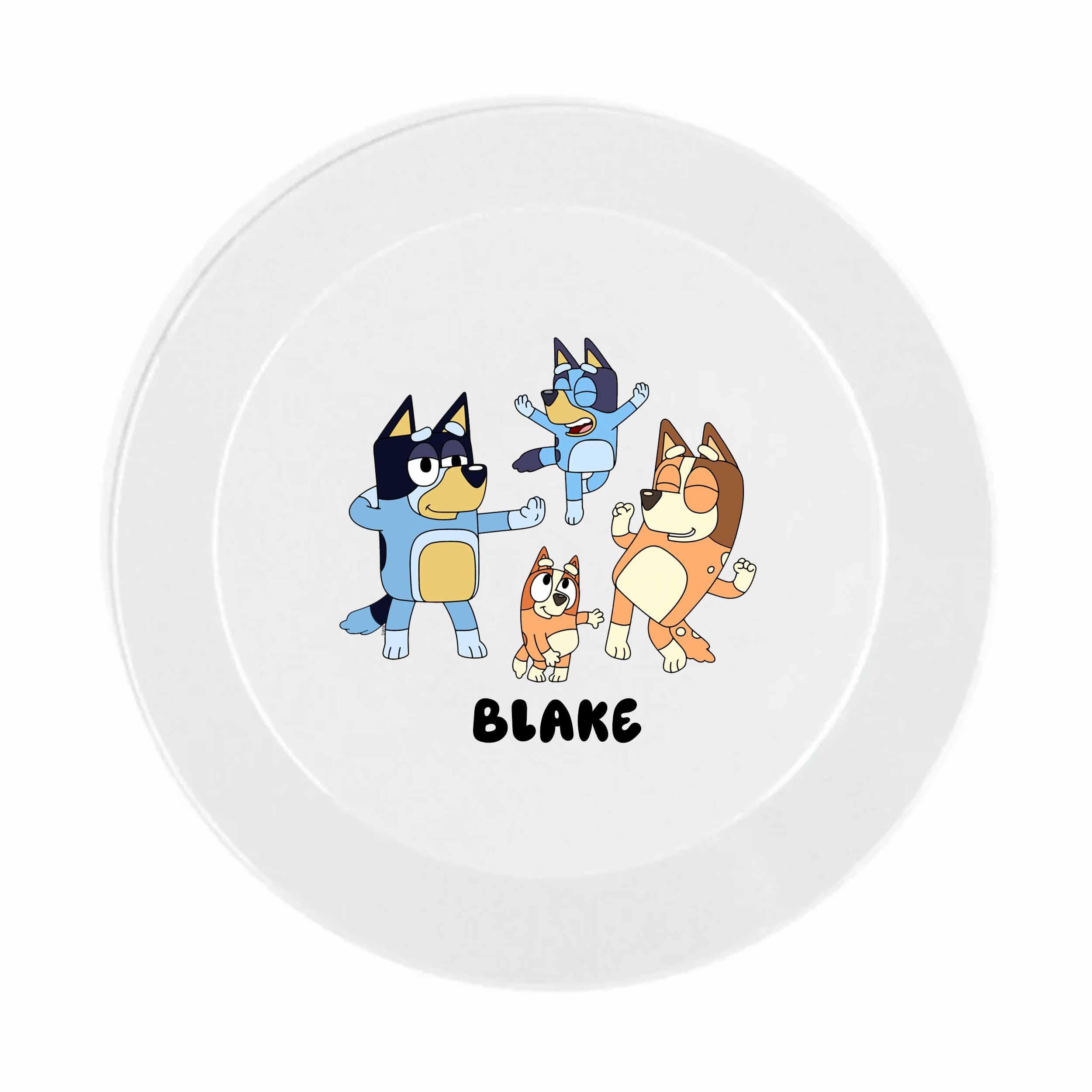 Personalised Kids Dinnerware Set | Blue dog Plate Bowl Cup and Cutlery | Custom Name Children’s Tableware Gift - Image 5