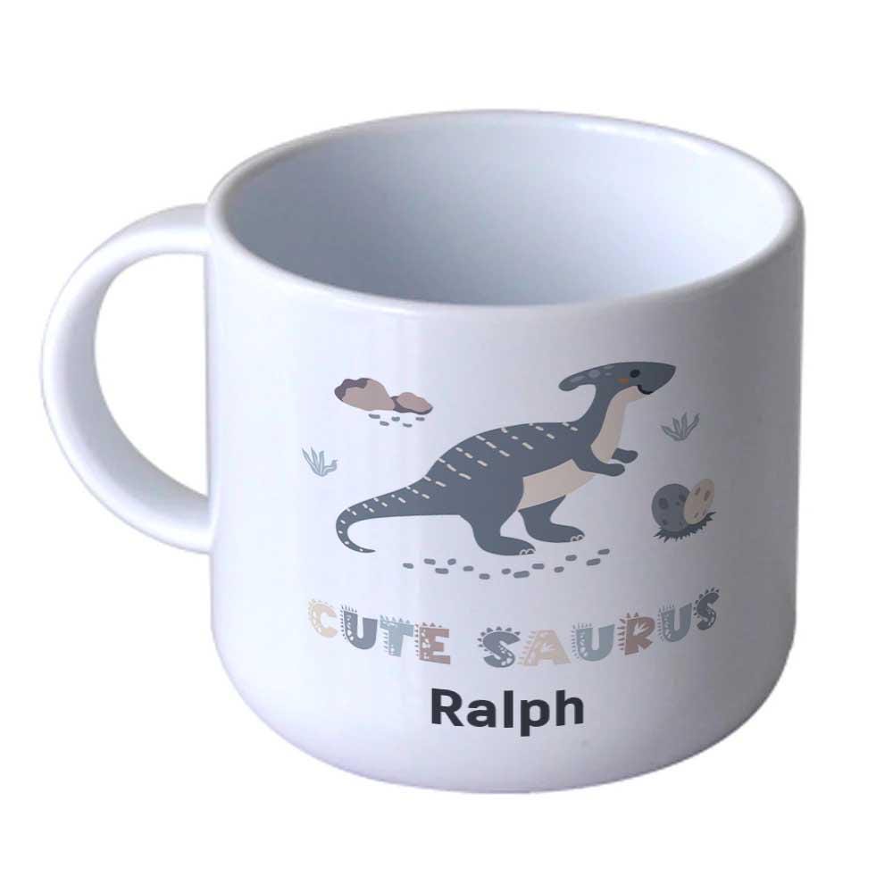 Personalised Dinosaur Kids Dinnerware Set | Custom Name Plate Bowl Cup and Cutlery | cutesaurus Set & Birthday Gift - Image 3