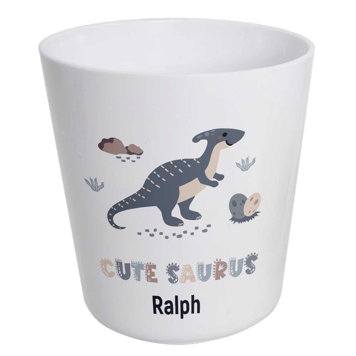 Personalised Dinosaur Kids Dinnerware Set | Custom Name Plate Bowl Cup and Cutlery | cutesaurus Set & Birthday Gift - Image 2