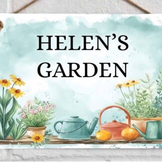 Personalized Garden Sign: High Gloss Metal Wall Hanging (8x6)
