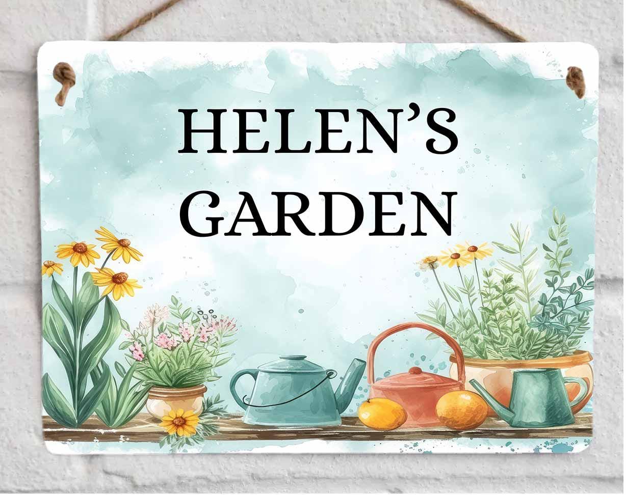 Personalised Garden Sign – High Gloss Metal Wall Hanging Plaque 8x6