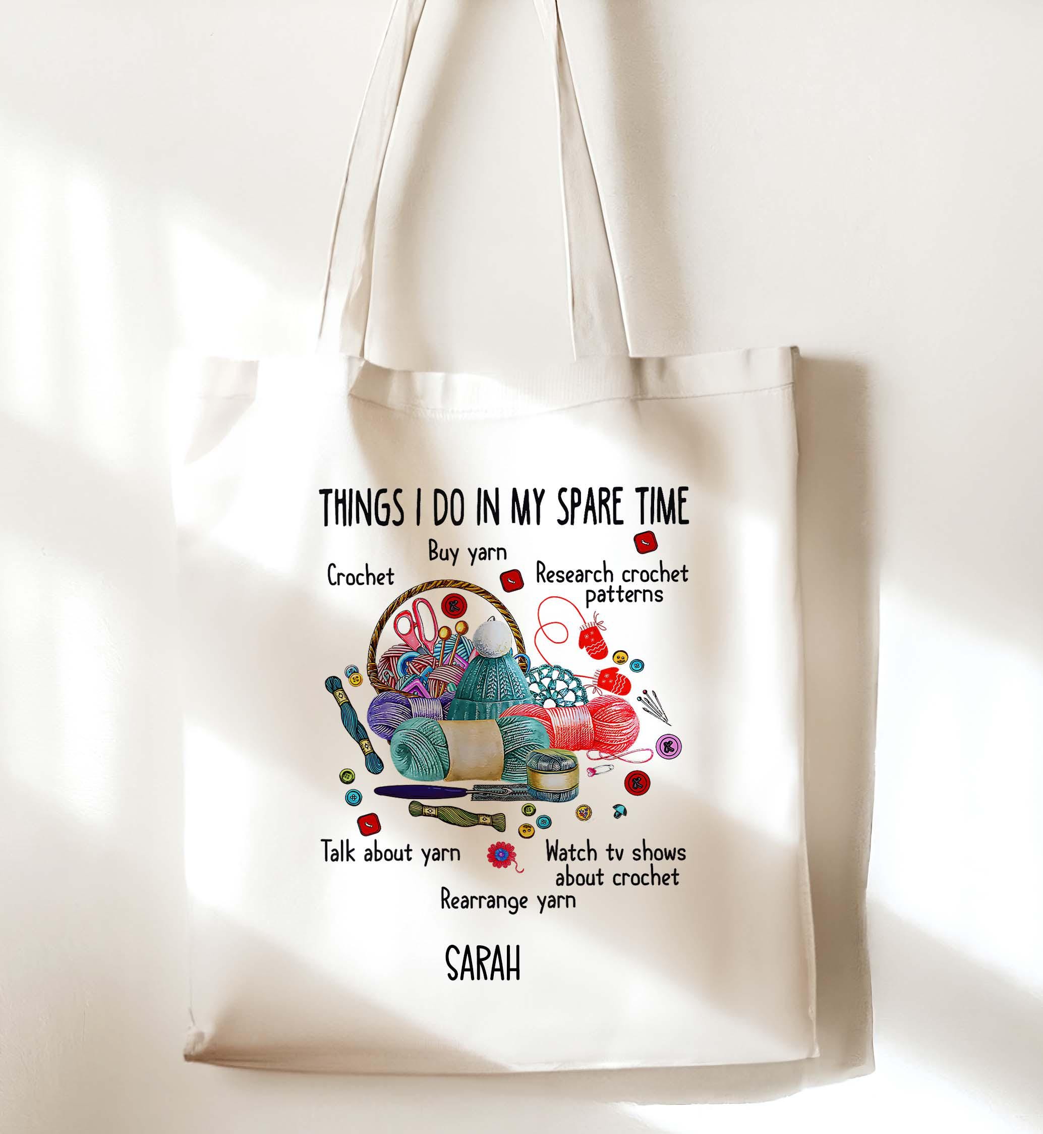 Funny Crochet Quotes Tote Bag | Crochet & Knitting Gift | Handmade Yarn Lover Bag - Image 4