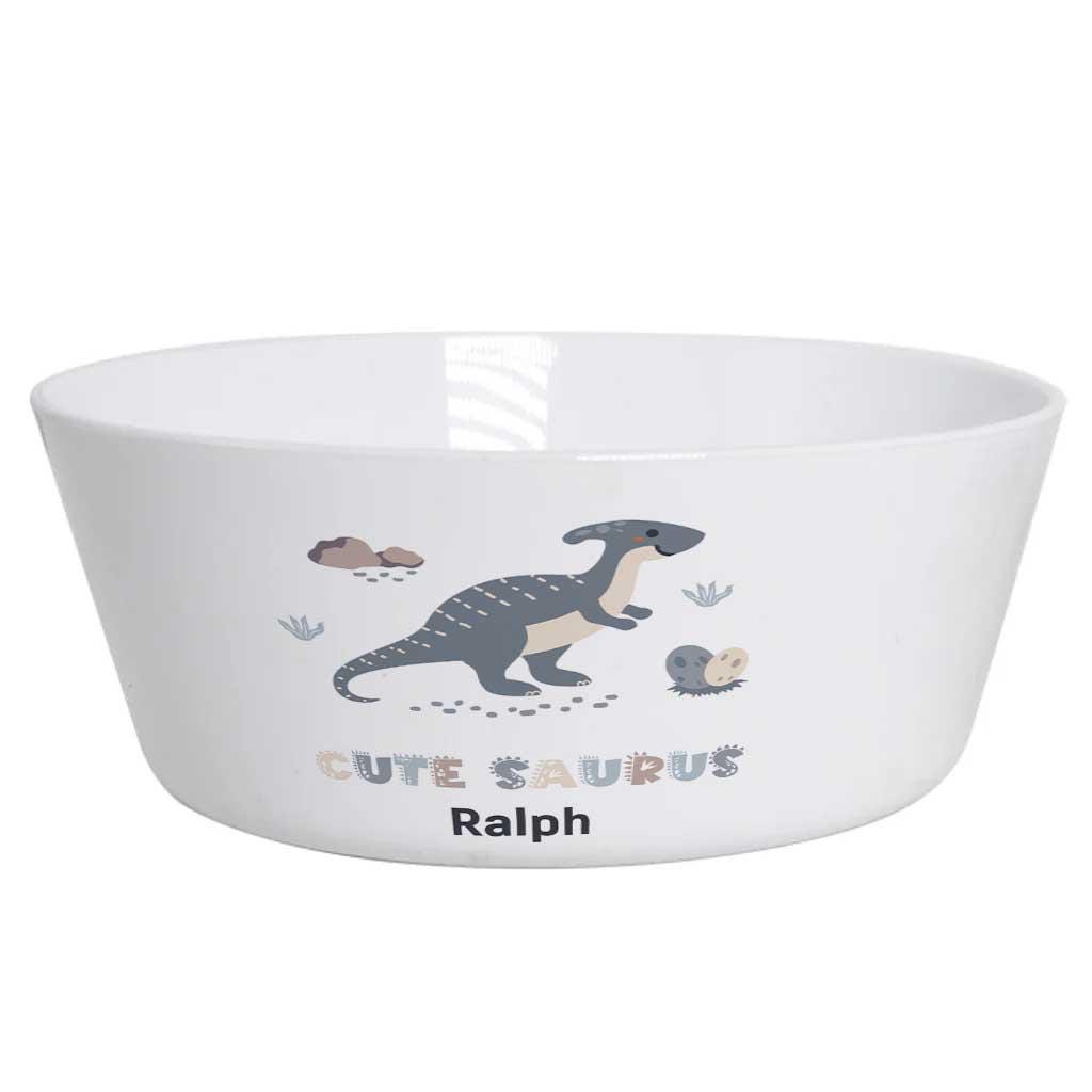 Personalised Dinosaur Kids Dinnerware Set | Custom Name Plate Bowl Cup and Cutlery | cutesaurus Set & Birthday Gift - Image 5