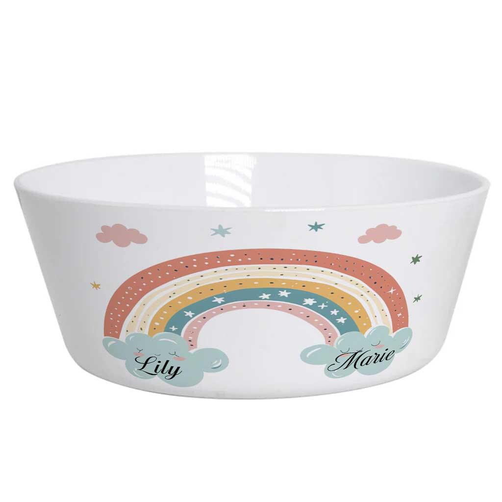 Personalised Rainbow Kids Dinnerware Set | Custom Name Plate Bowl Cup & Cutlery | Girls Birthday Gift | Toddler Mealtime Set - Image 3