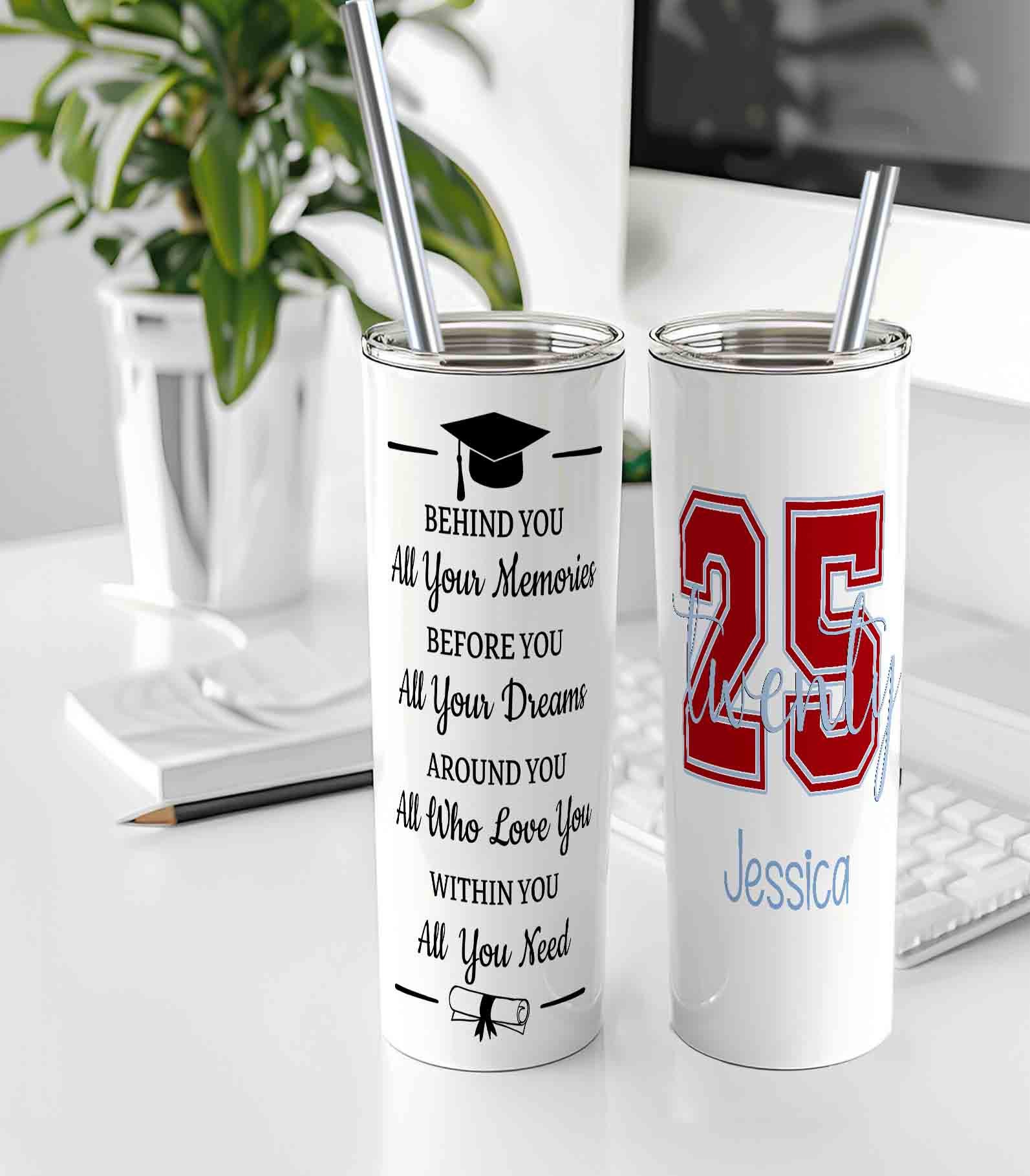 Personalised Graduation 20oz Skinny Tumbler – Custom Stainless Steel Cup with Lid, Class of Gift 2026 update - Image 6