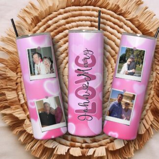 Personalised Photo Tumbler: 20oz Steel Skinny Tumbler with Lid & Straw