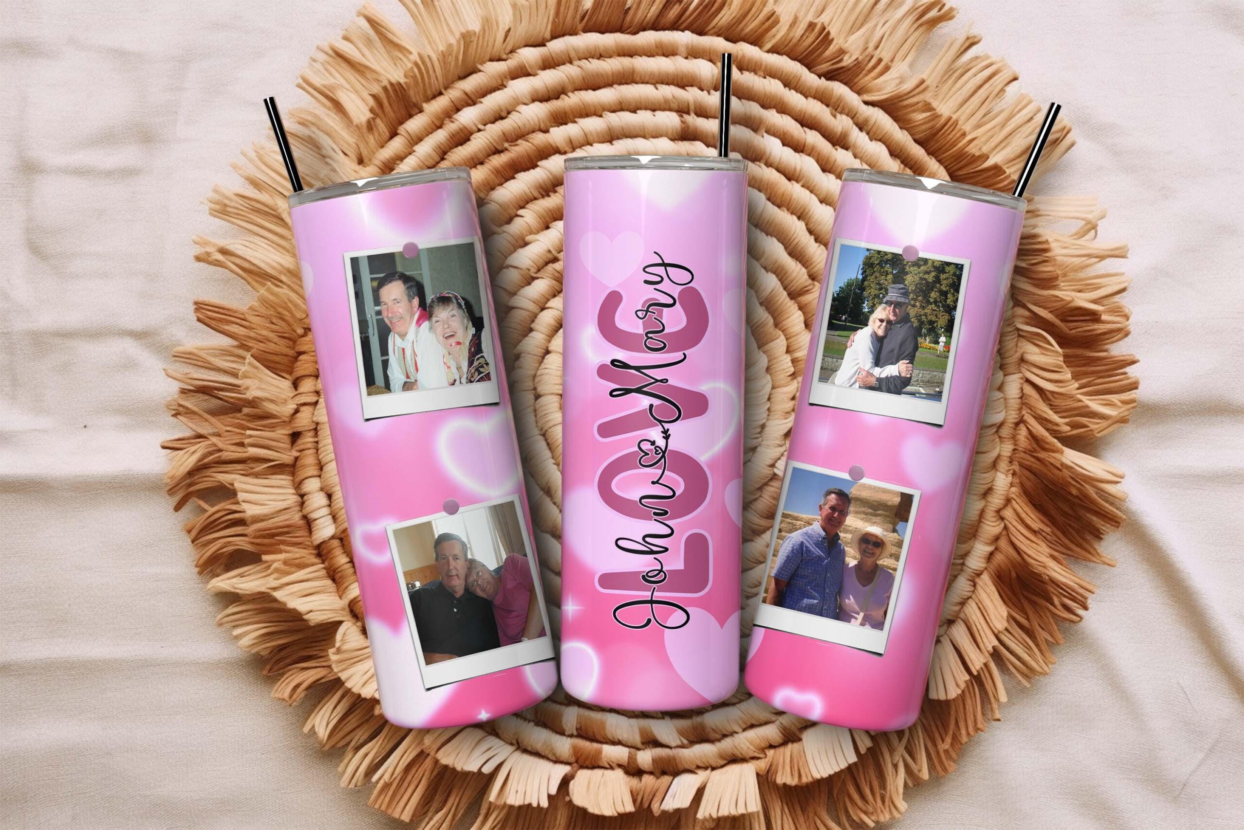 Personalised Photo Tumbler – Custom 20oz Stainless Steel Skinny Tumbler with Lid & Straw