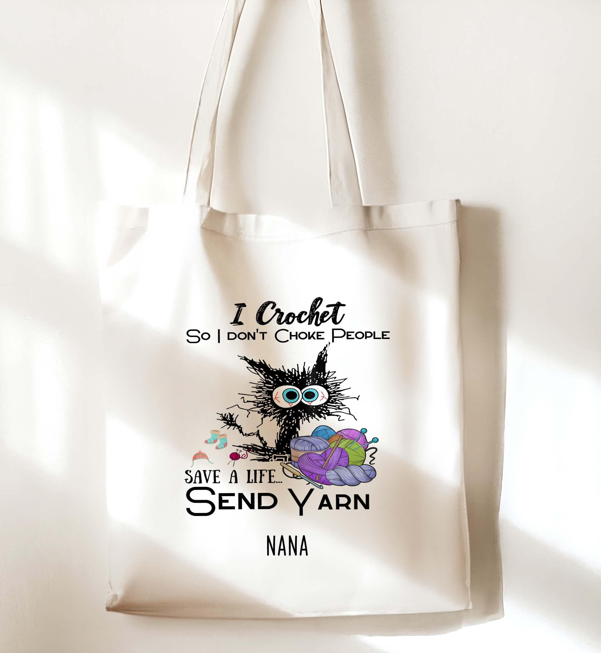 Funny Crochet Quotes Tote Bag | Crochet & Knitting Gift | Handmade Yarn Lover Bag - Image 3
