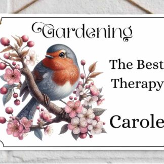 Personalised Robin Garden Sign | bird plaque | shed sign | grandparents | special friend gift | High Gloss Metal Plaque