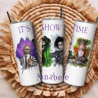 Beetlejuice Tumbler: Personalized 20oz Skinny Steel Tumbler with Lid & Straw