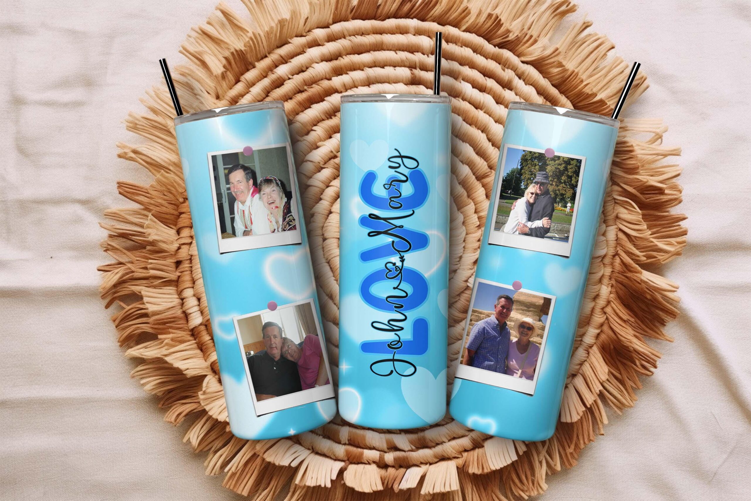 Personalised Photo Tumbler – Custom 20oz Stainless Steel Skinny Tumbler with Lid & Straw - Image 2
