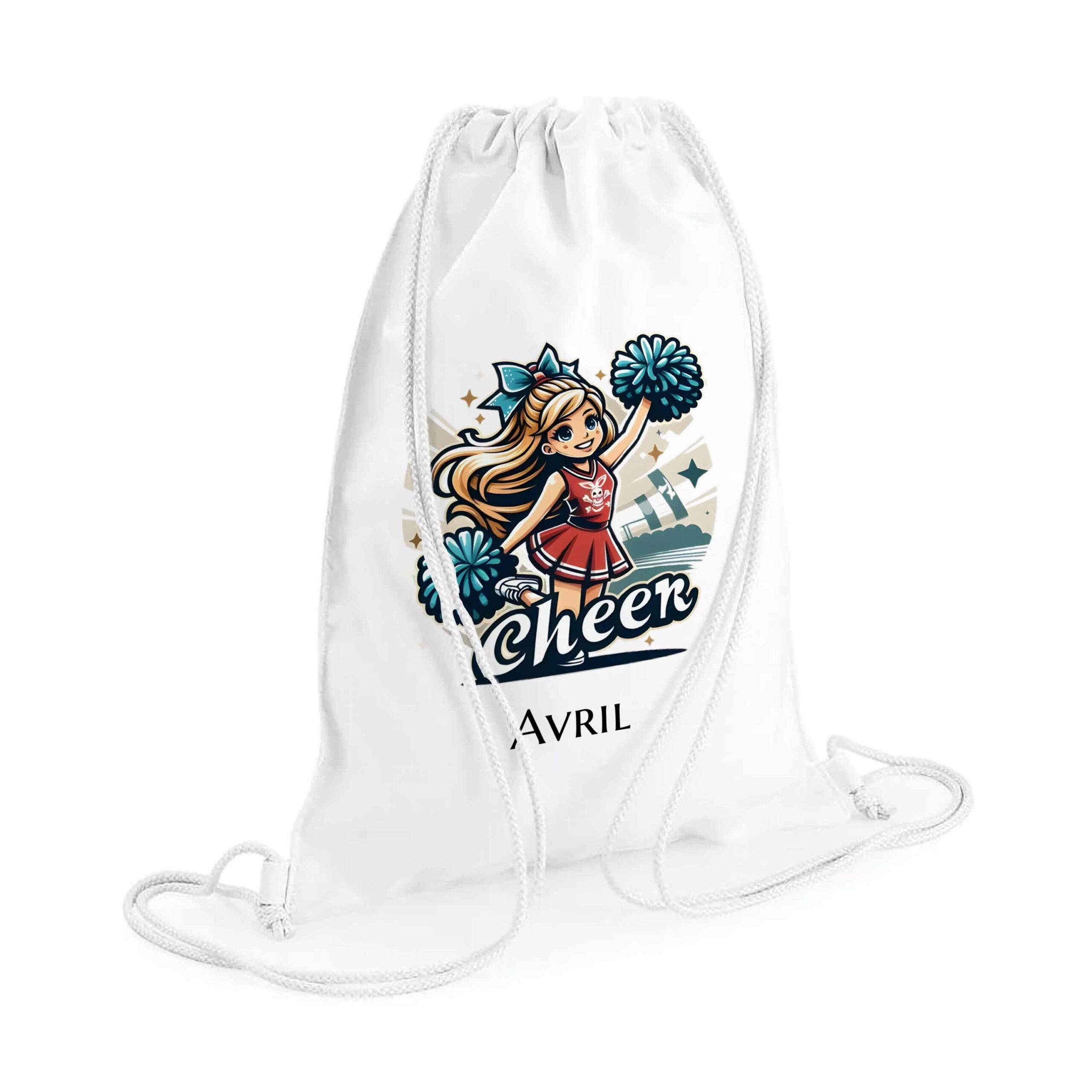 Personalised Cheerleading Bag – Custom Name & Initial Gym Kit drawstring Bag for Girls, School, Nursery, Ballet, Sports & PE Shoes, 31 x 50cm