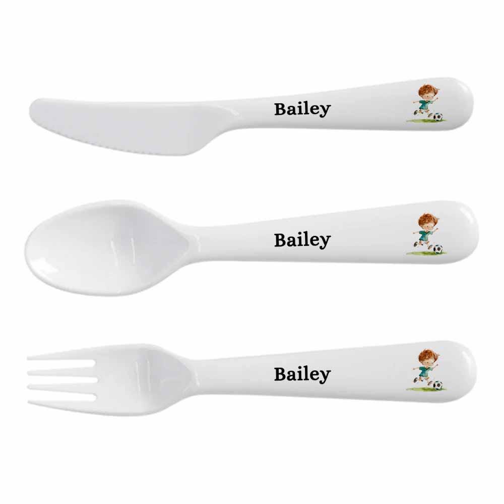 Personalised Kids Football Dinner Set – Plate, Bowl, Cup & Cutlery | Boys or Girls | Choose Your Design | Durable Polymer - Image 4
