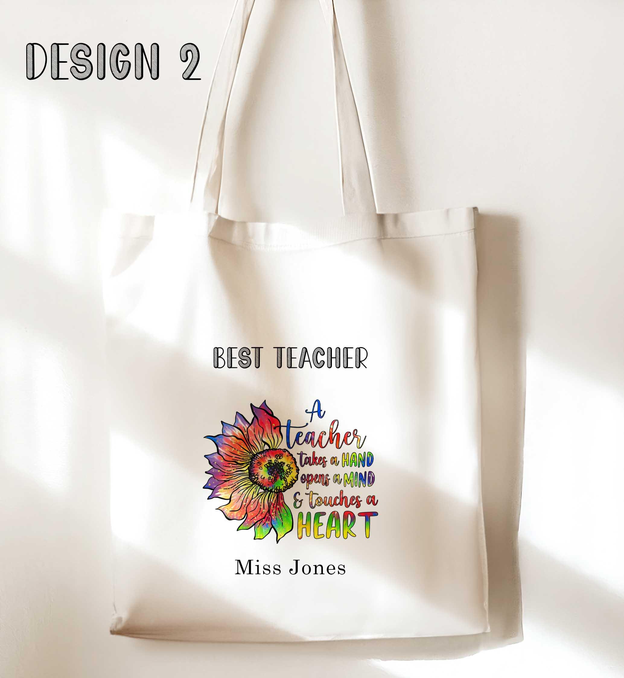 Personalised White Tote Bag Teacher Thank You Gift Custom Name Bag UK - Image 3