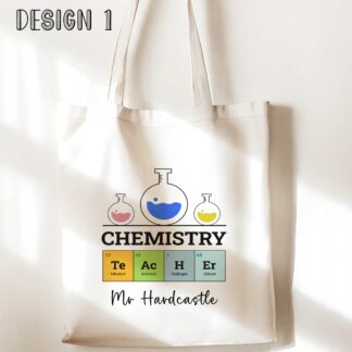 Personalised Bag | Teacher Gifts White Soft Tote Bag Shoulder Handle Bags personalise end of year term thank you gift science maths