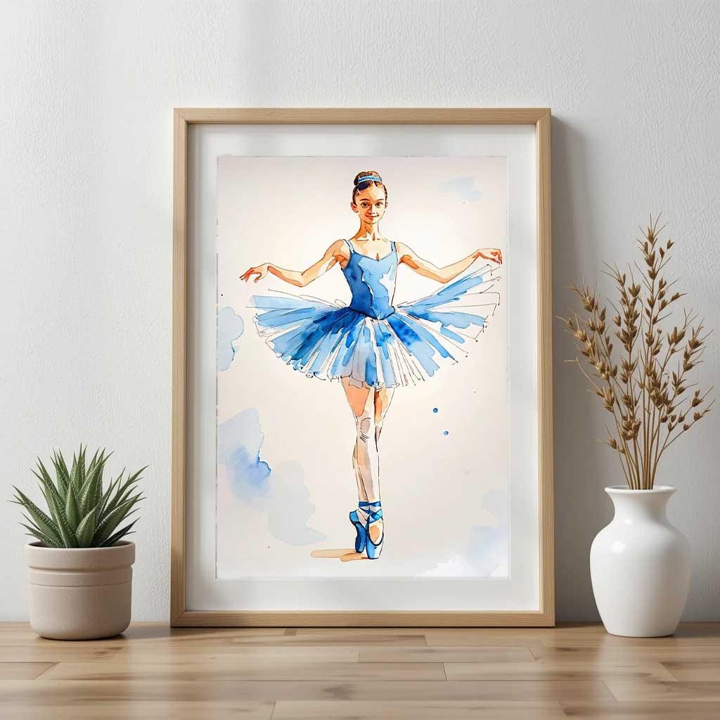 Personalised Ballerina Watercolour Art Print – Custom A4 Ballet Wall Decor with Name – Fine Art Gift for Dancers, Girls Bedroom or Nursery - Image 4