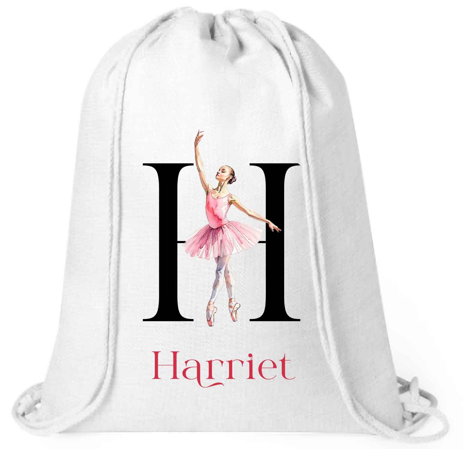 Ballerina Drawstring Bag – Girls Ballet PE & Gym Bag with Name - Image 3