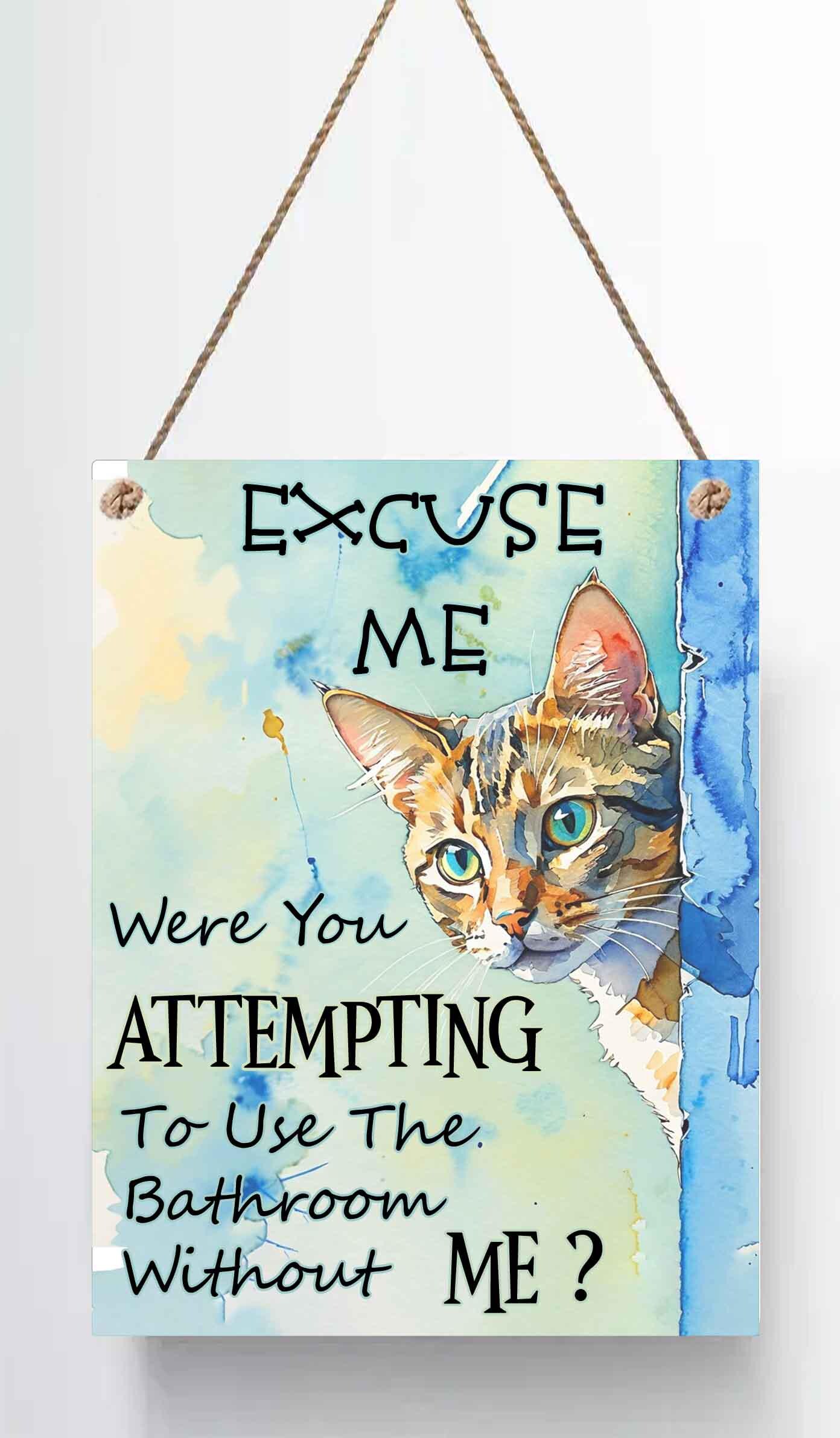 Personalised Funny Cat Bathroom Sign – High Gloss Metal Plaque A5 - Image 4