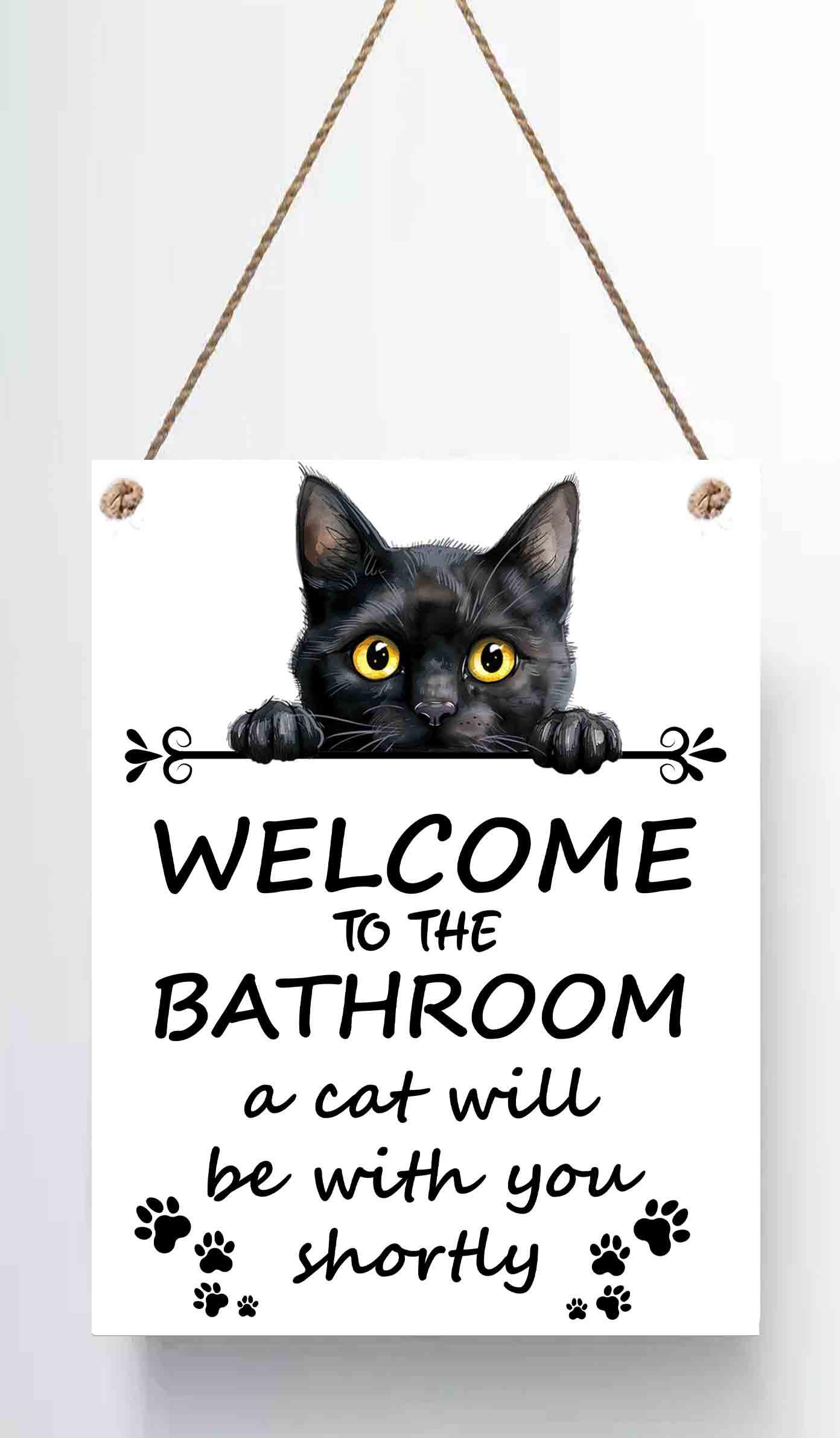 Funny Cat Bathroom Sign | Cat Lover Gift | Pet Bathroom Decor - Image 2