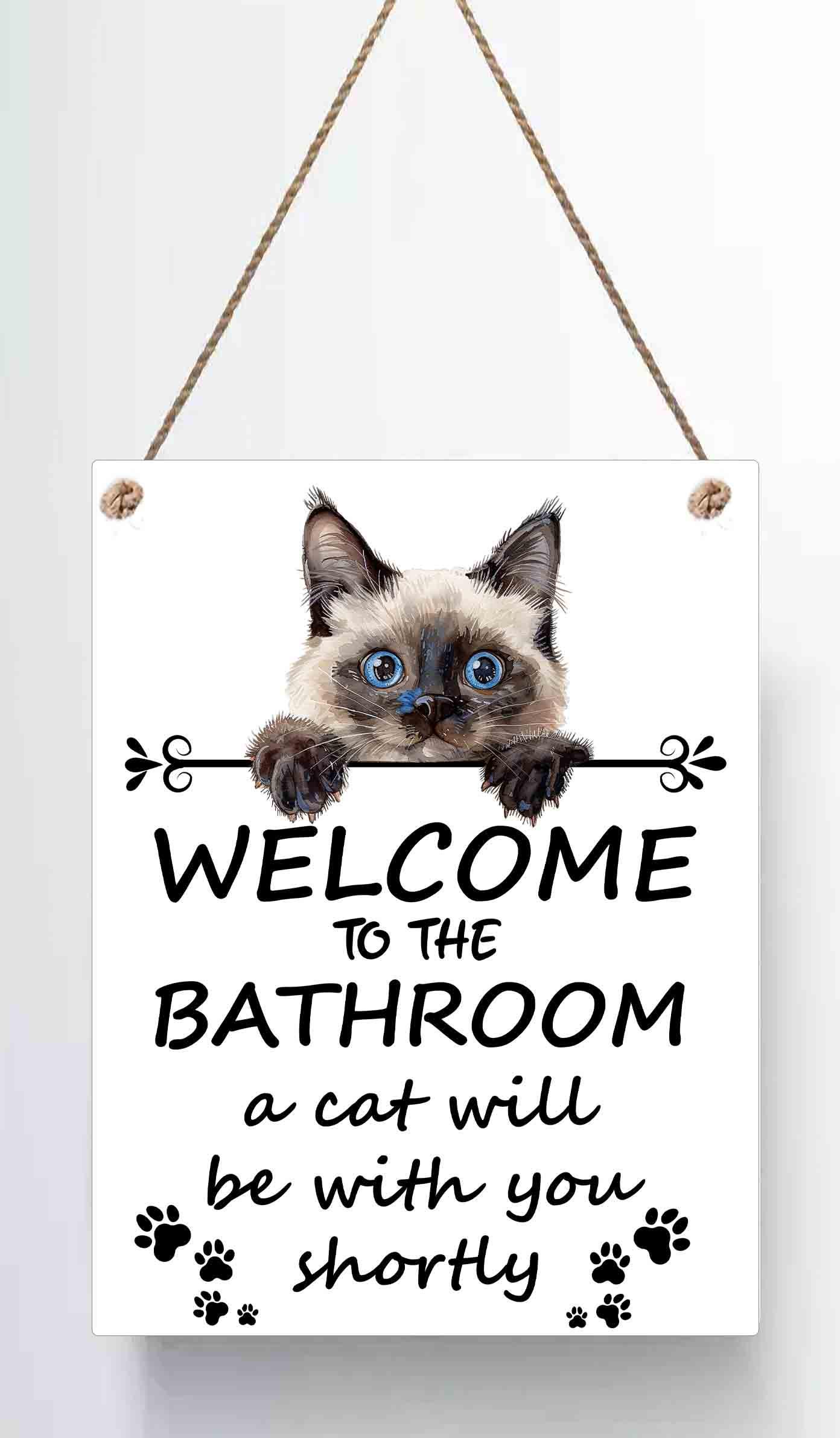 Funny Cat Bathroom Sign | Cat Lover Gift | Pet Bathroom Decor - Image 3