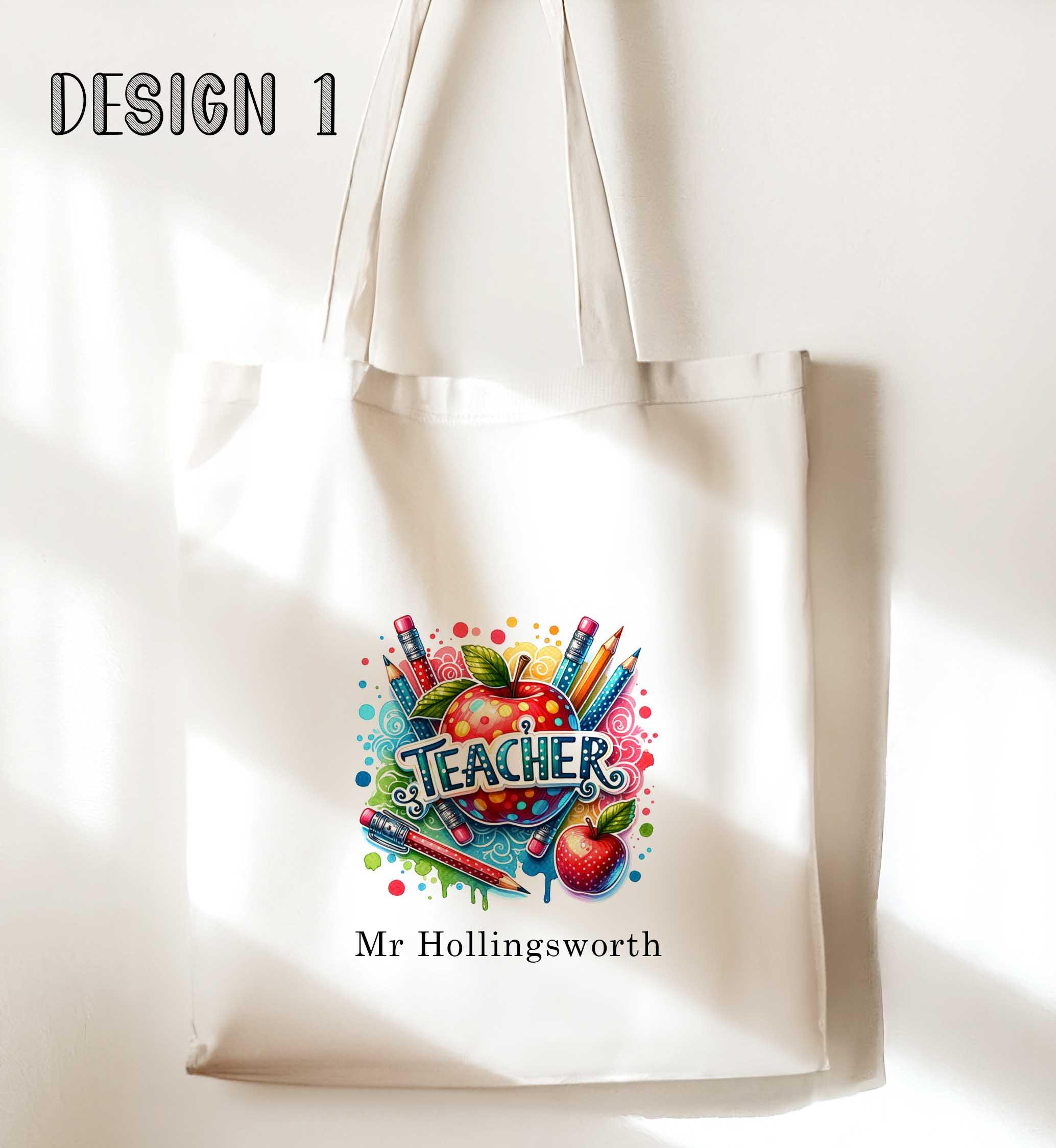 Personalised White Tote Bag Teacher Thank You Gift Custom Name Bag UK - Image 2