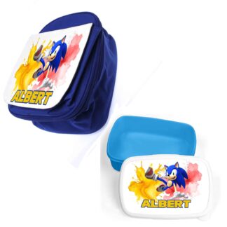 Personalised Blue Speedy Hero Lunch Box – Insulated Kids School Bag with Custom Name