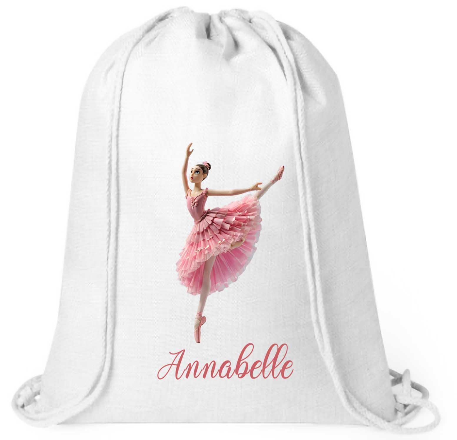 Girls Ballet Bag – Initial Ballerina Drawstring Bag for School, Nursery, Gym or Dance Kit - Image 2