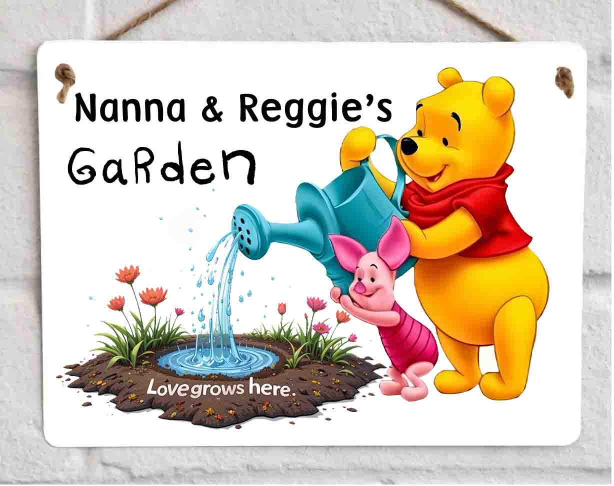 Personalised Bear Garden Sign Metal – Love Grows Here Hanging Outdoor Plaque - Image 3
