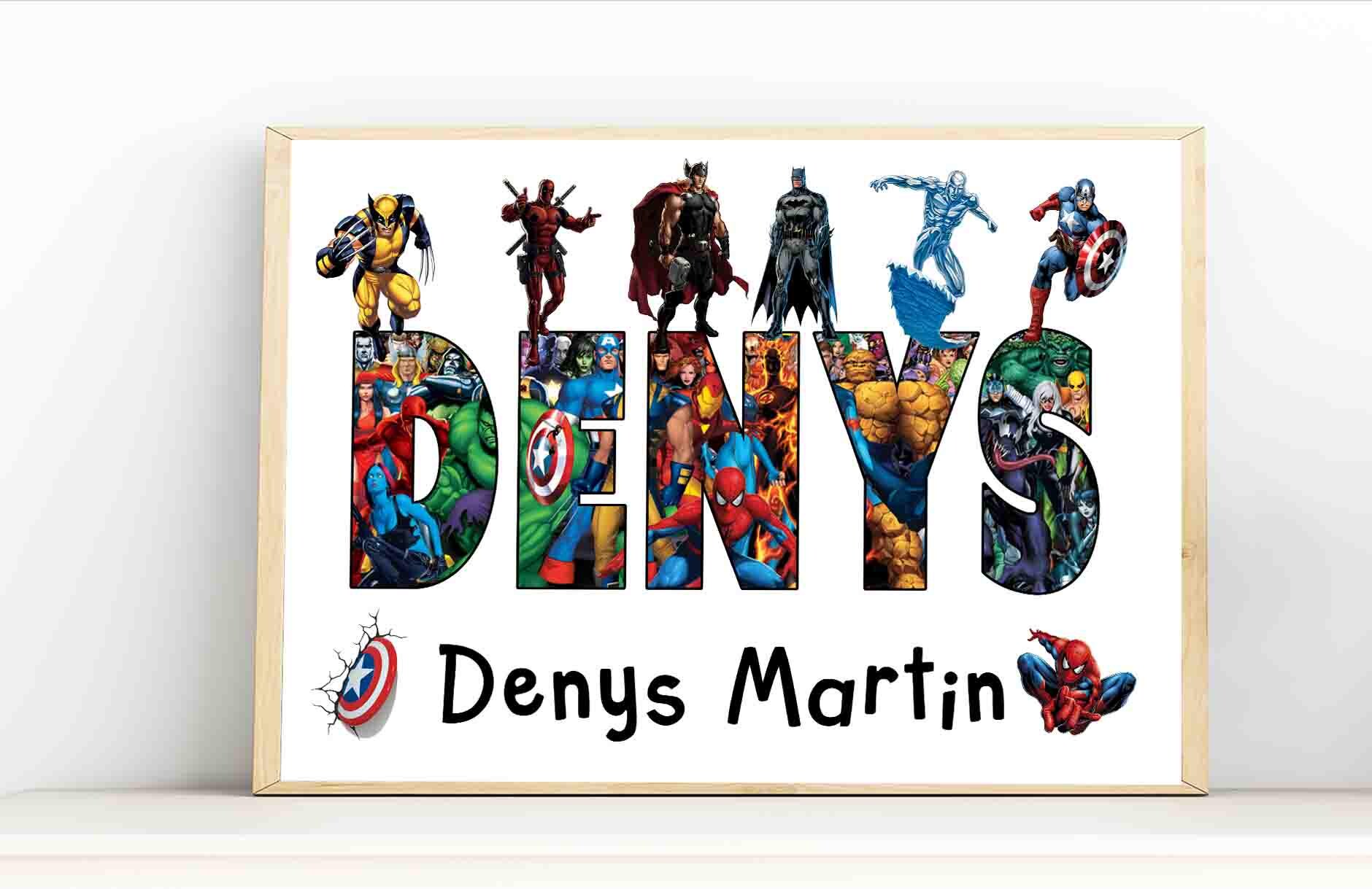 Personalised Superhero Nursery Art Prints – Custom Kids Bedroom Wall Decor