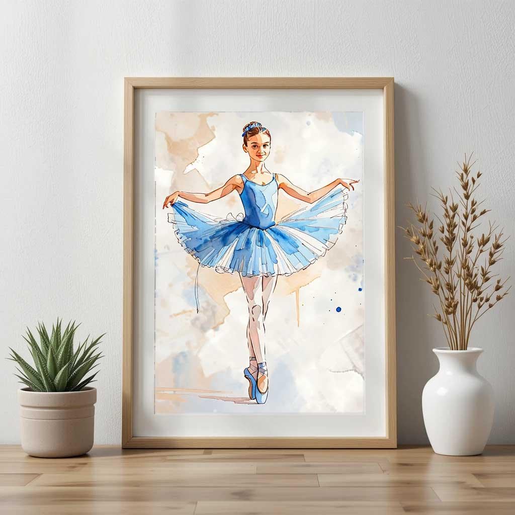 Personalised Ballerina Watercolour Art Print – Custom A4 Ballet Wall Decor with Name – Fine Art Gift for Dancers, Girls Bedroom or Nursery - Image 3