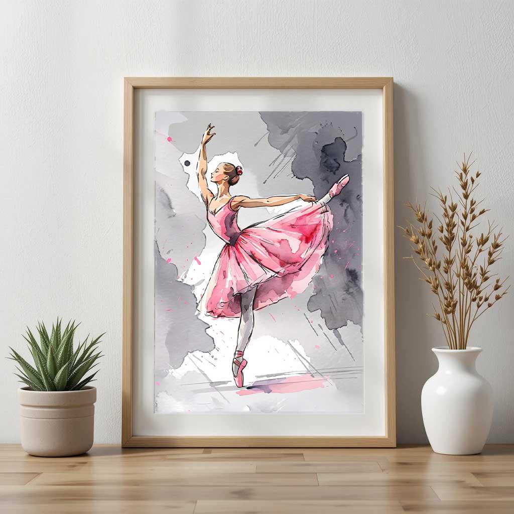 Personalised Ballerina Watercolour Art Print – Custom A4 Ballet Wall Decor with Name – Fine Art Gift for Dancers, Girls Bedroom or Nursery - Image 5
