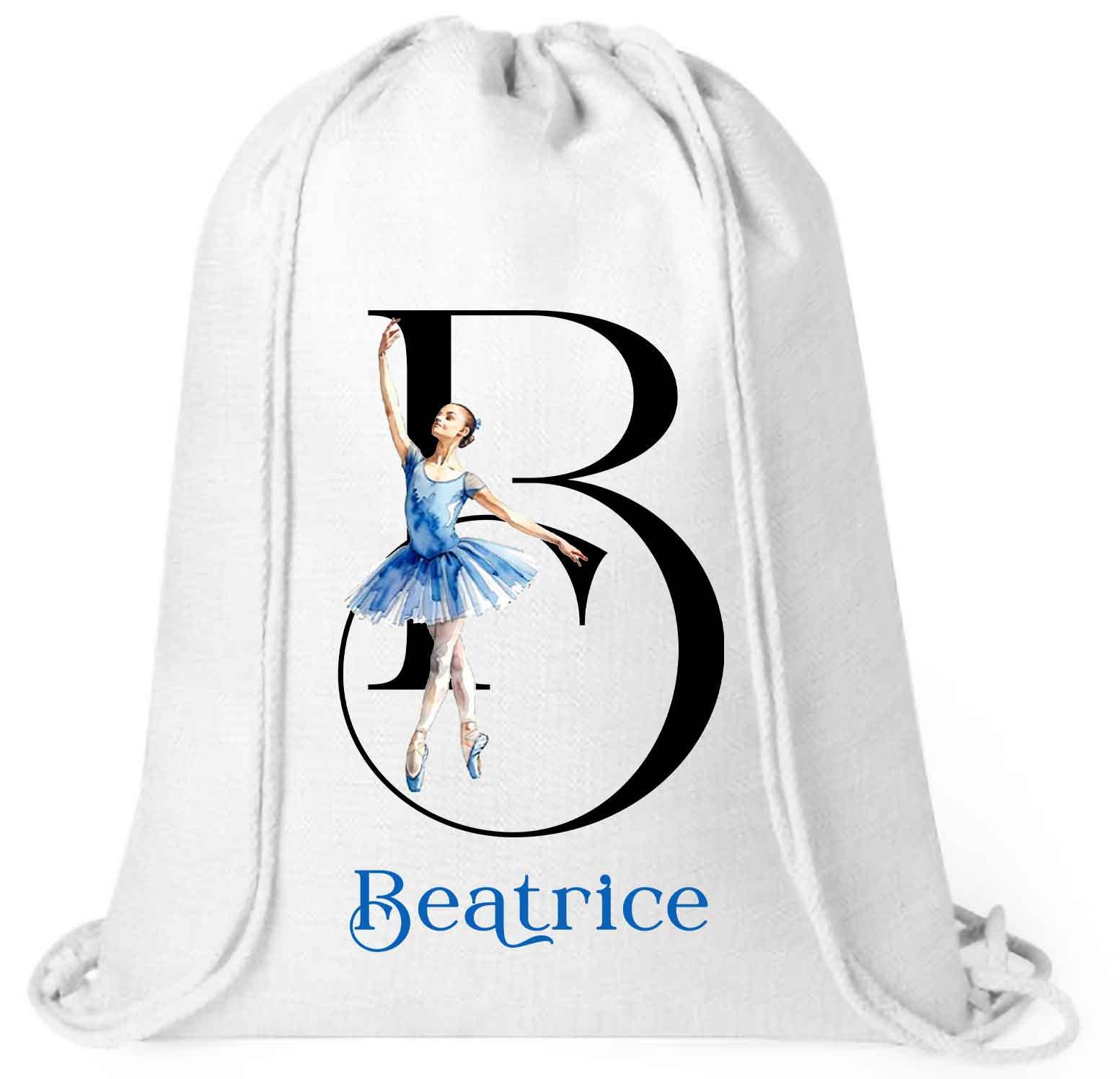 Ballerina Drawstring Bag – Girls Ballet PE & Gym Bag with Name - Image 2