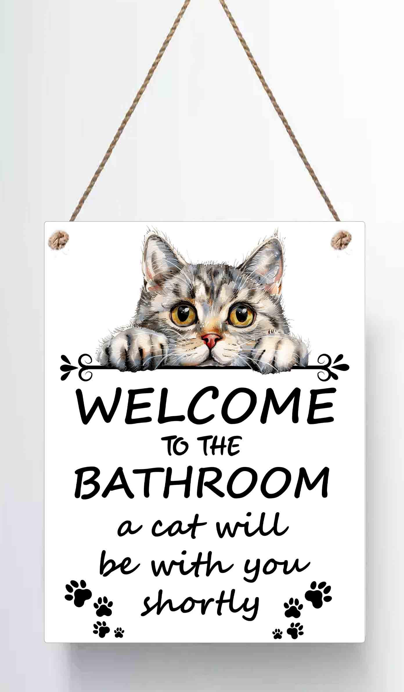 Funny Cat Bathroom Sign | Cat Lover Gift | Pet Bathroom Decor - Image 4