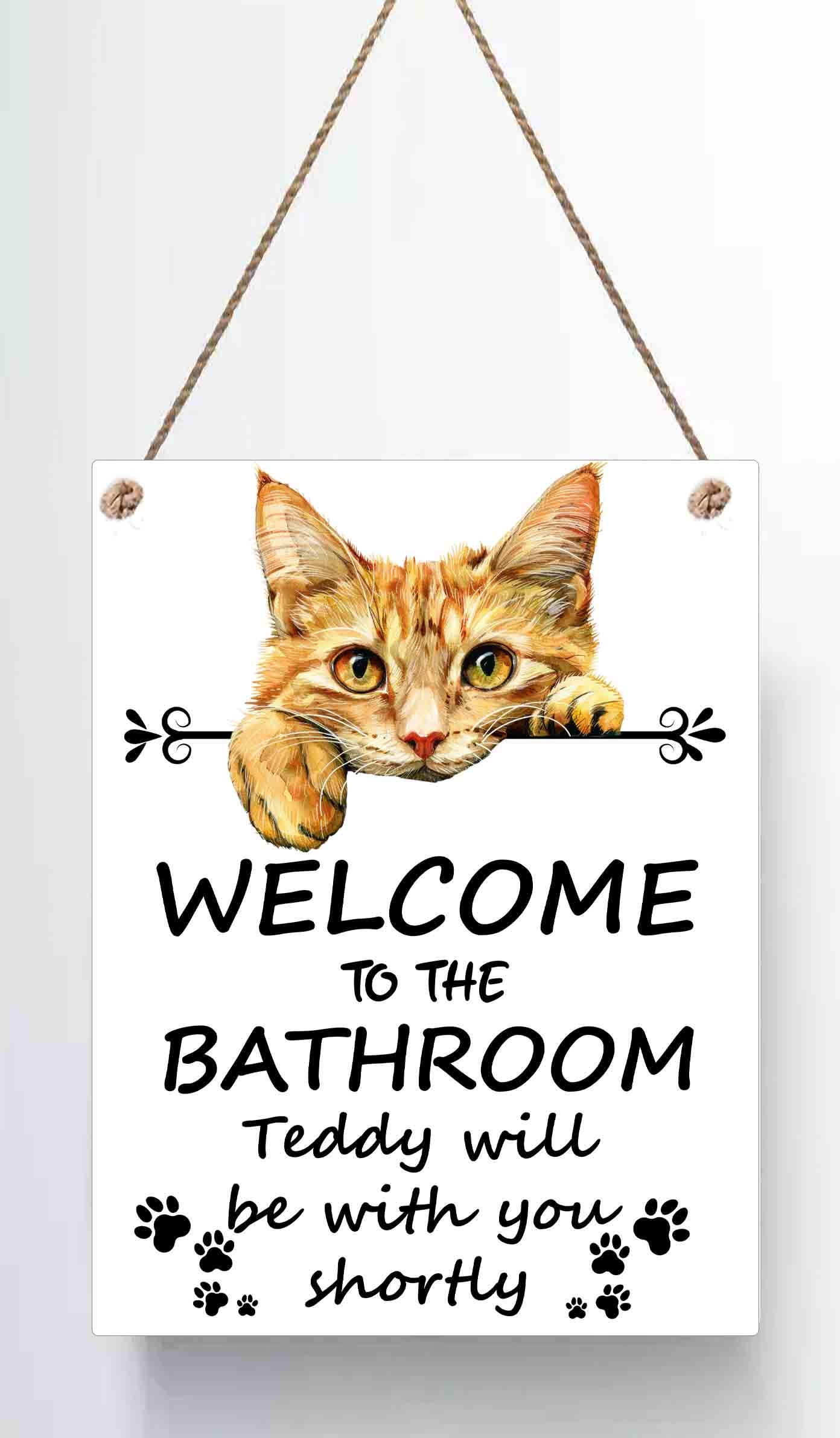 Funny Cat Bathroom Sign | Cat Lover Gift | Pet Bathroom Decor - Image 6