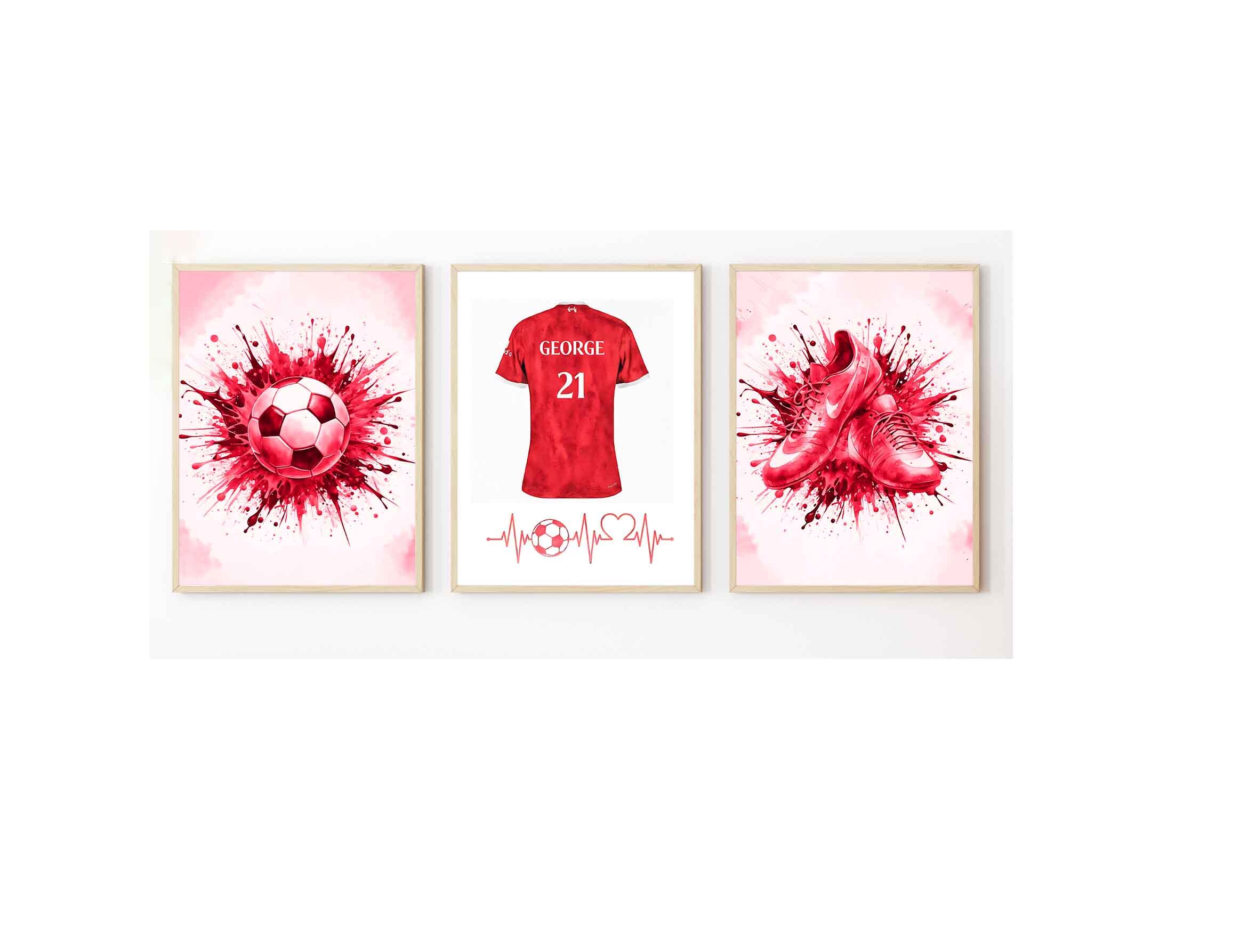 Personalised Football Art Print – Custom Team Colours, Boys Bedroom Wall Decor