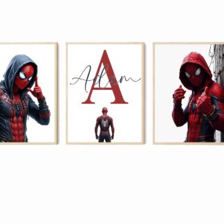 Set of 3 Personalised Superhero Prints – Custom Kids Room Wall Art, Comic Hero Nursery Decor