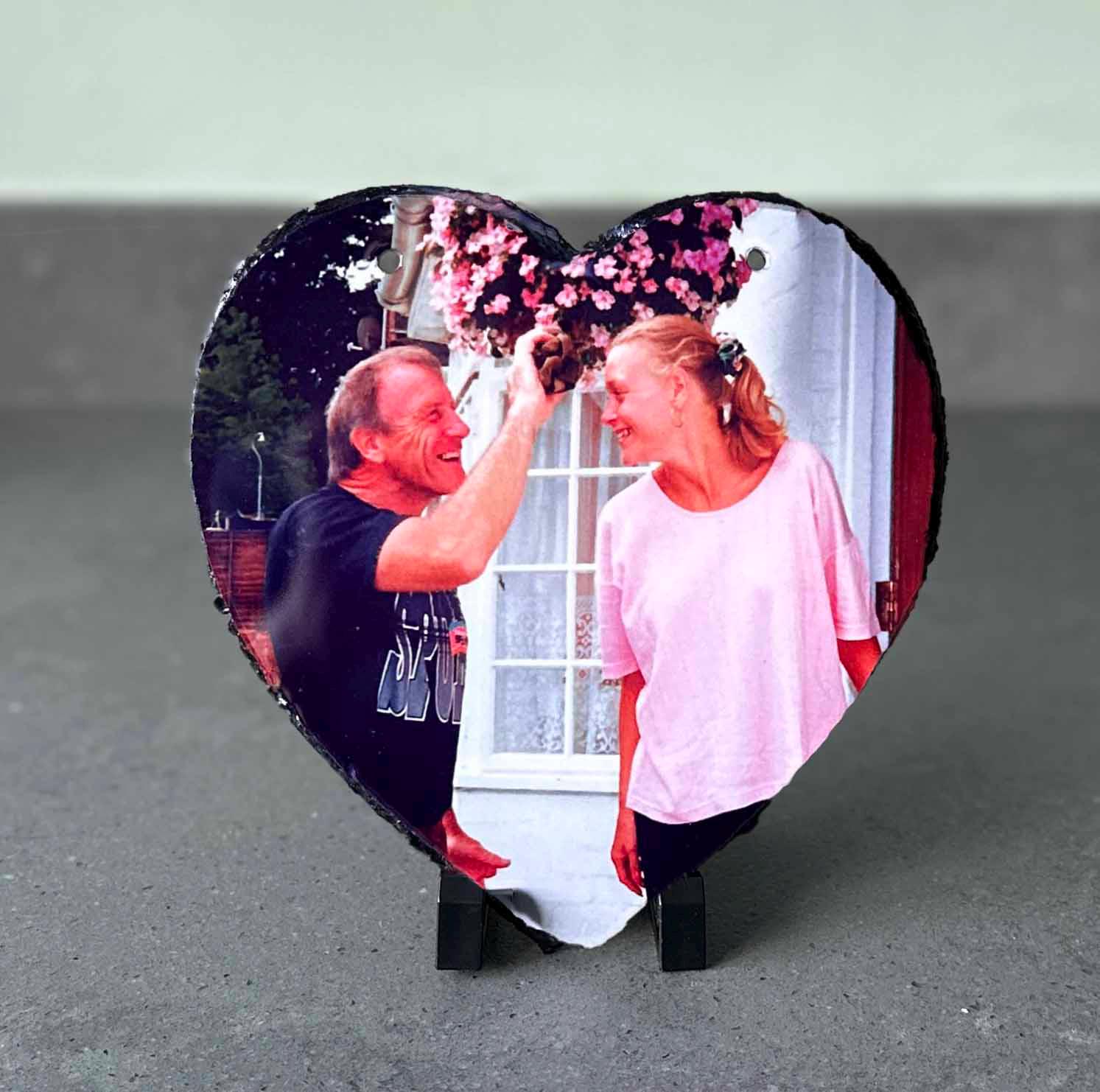 Personalised Photo Slate Heart : Custom Heart Rock Plaque, Desk or Hanging Gift | large - Image 4