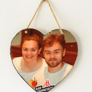 Personalised Photo Slate: Custom Heart Rock Plaque, Desk or Hanging Gift | large