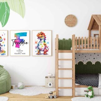 Personalized Dinosaur Wall Art Prints: Nursery Decor (Set of 3)