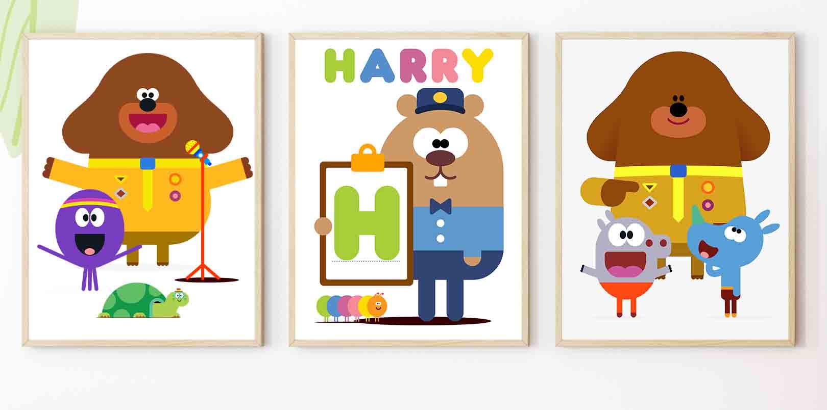Set of 3 Personalised Cartoon Dog Nursery Prints – Custom Kids Wall Art - Image 2