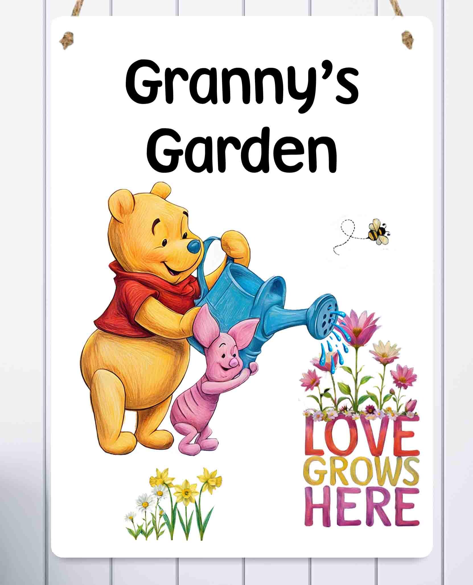Personalised Bear Garden Sign Metal – Love Grows Here Hanging Outdoor Plaque - Image 2